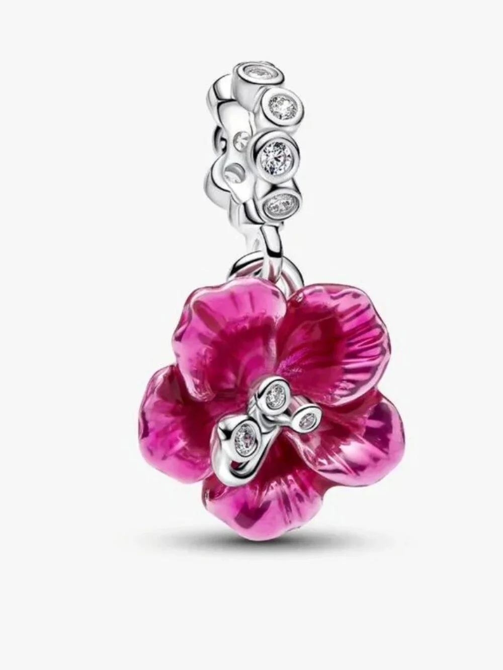 Authentic Pandora Hibiscus Dangle Charm Sterling silver